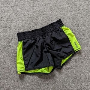 Reebok black and neon yellow athletic shorts women's Large